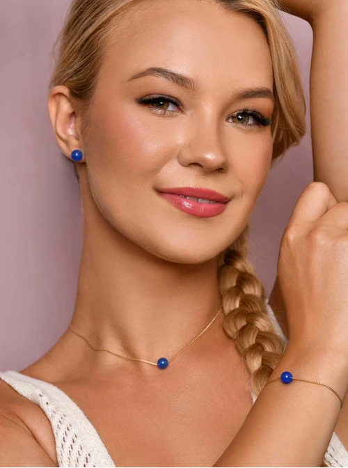 Kolczyki Agat Niebieski, złoty S206773Z00