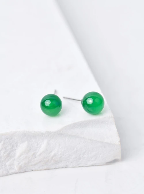 Kolczyki Agat Zielony, srebrny S206776S00