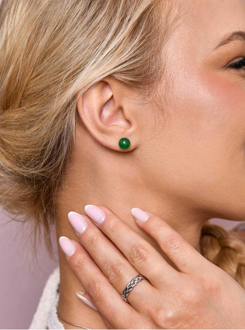 Kolczyki Agat Zielony, srebrny S206776S00