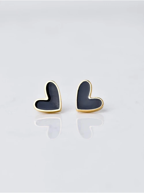 Kolczyki czarne serduszka, złoty S206047Z00