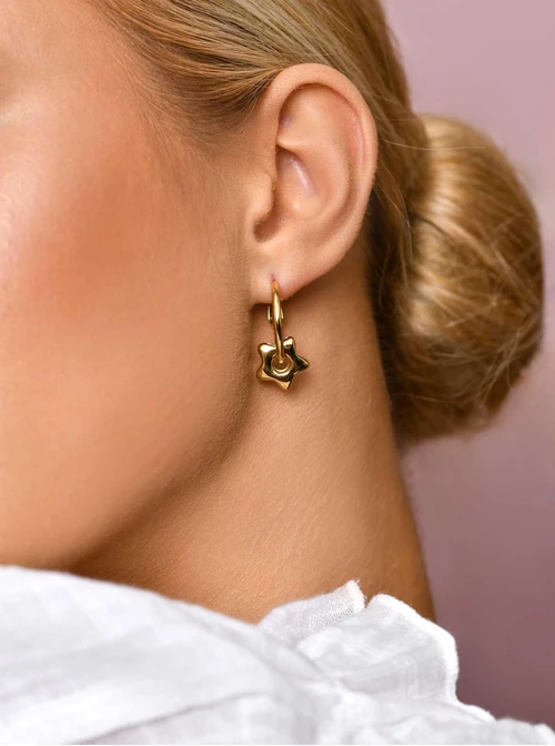 Kolczyki dmuchane gwiazdki, złoty S206646Z00