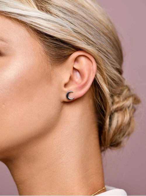 Kolczyki dmuchane, księżyce, srebrny S206672S00