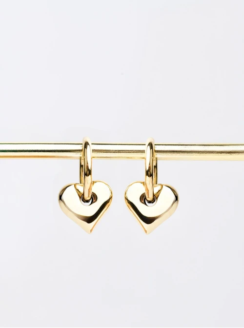 Kolczyki dmuchane serca, kółko, złoty S206558Z00