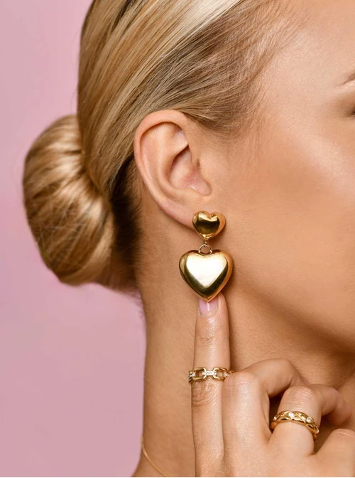 Kolczyki dmuchane serca, złoty S206554Z00