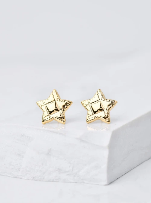 Kolczyki frezowane gwiazdki, złoty S206650Z00