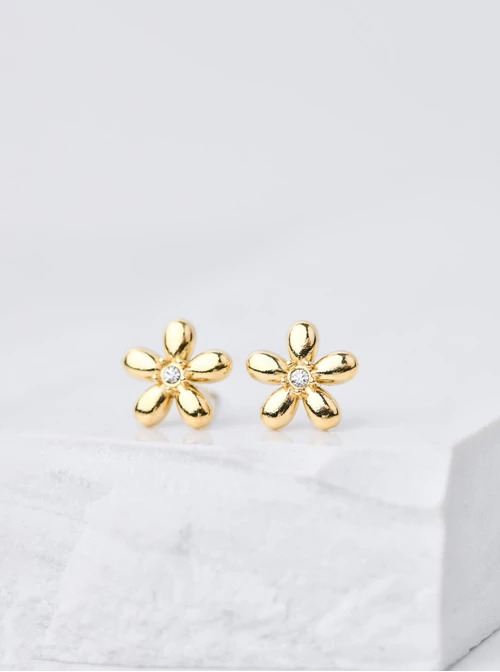Kolczyki kwiatuszki z kryształkiem, złoty S206652Z02