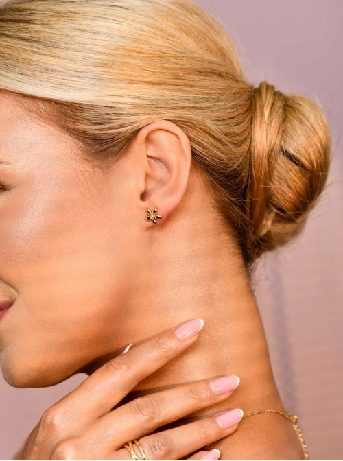 Kolczyki kwiatuszki z kryształkiem, złoty S206652Z02