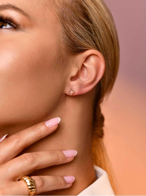 Kolczyki malutkie koniczynki, złoty S205942Z00