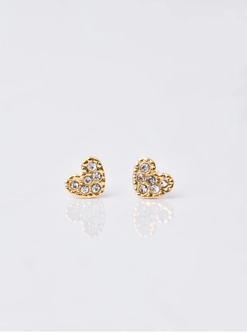 Kolczyki malutkie serduszka z kryształkami, złoty S206654Z02