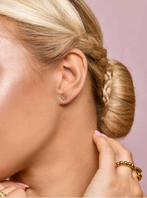 Kolczyki malutkie serduszka z kryształkami, złoty S206654Z02