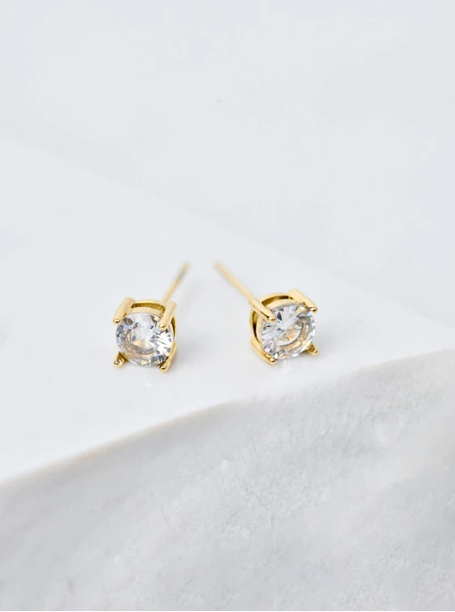 [Zestaw] Kolczyki malutki kryształek, złoty S205348Z02