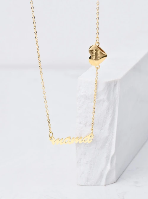 Naszyjnik Mama, "Dziękuje że jesteś", złoty S306688Z00