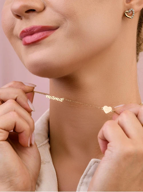 Naszyjnik Mama, "Dziękuje że jesteś", złoty S306688Z00