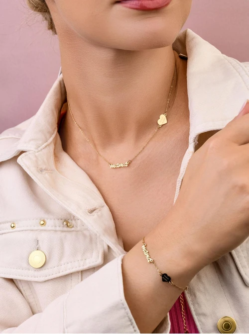 Naszyjnik Mama, "Dziękuje że jesteś", złoty S306688Z00