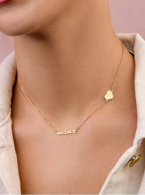 Naszyjnik Mama, "Dziękuje że jesteś", złoty S306688Z00