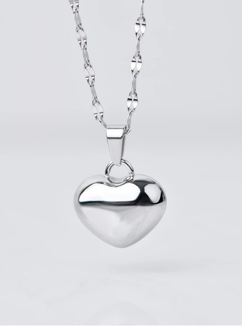 Naszyjnik długi, dmuchane serce, srebrny S306542S00