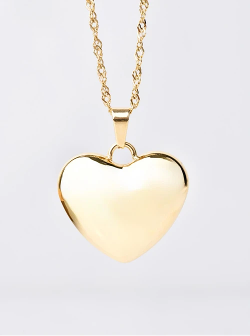 Naszyjnik długi, dmuchane serce, złoty S306545Z00
