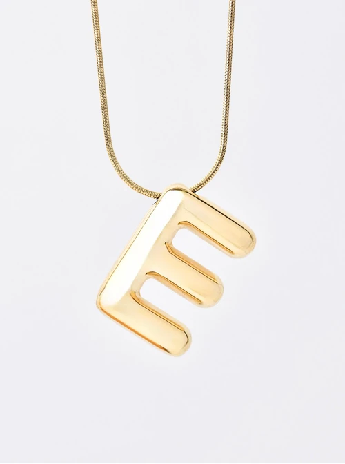 Naszyjnik dmuchana literka E, złoty S306571Z00