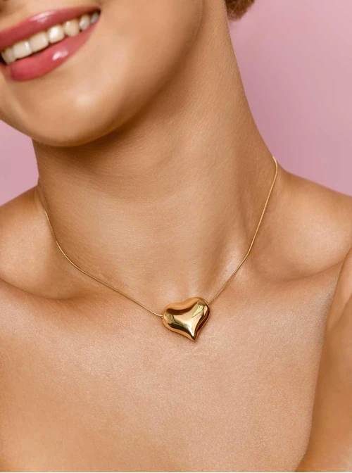 Naszyjnik dmuchane serce, złoty S306550Z00