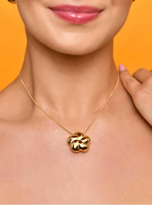 Naszyjnik dmuchany kwiat, złoty S306575Z00