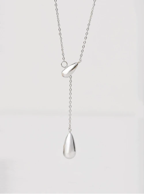 Naszyjnik krawatka dmuchane krople, srebrny S306436S00