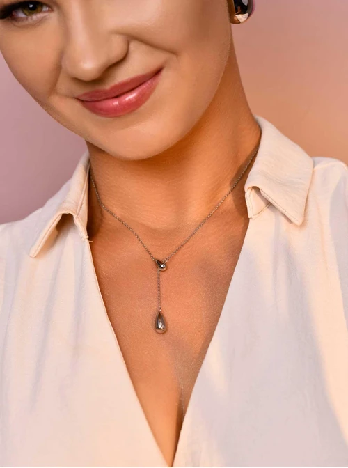 Naszyjnik krawatka dmuchane krople, srebrny S306436S00