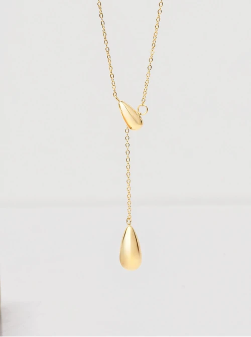 Naszyjnik krawatka dmuchane krople, złoty S306436Z00