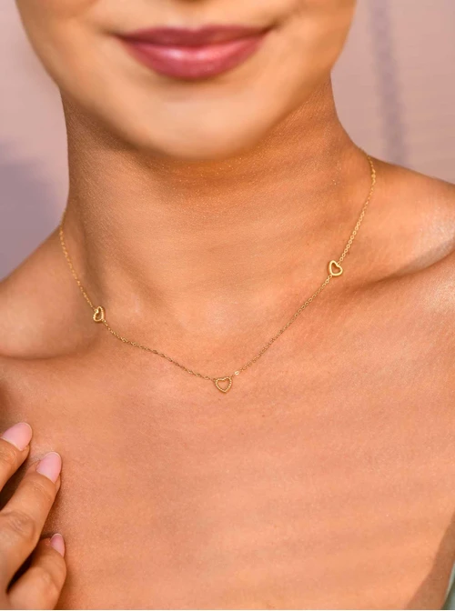 Naszyjnik malutkie serduszka fakturowane, złoty S305931Z00