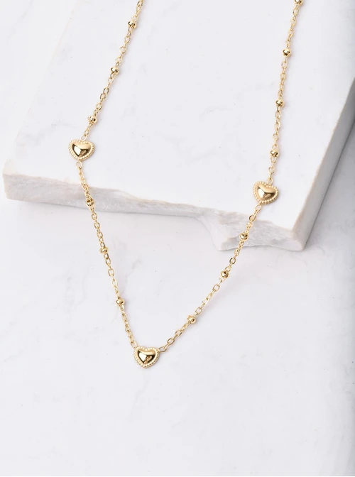 Naszyjnik malutkie serduszka, złoty S305971Z00