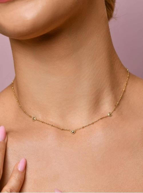 Naszyjnik malutkie serduszka, złoty S305971Z00