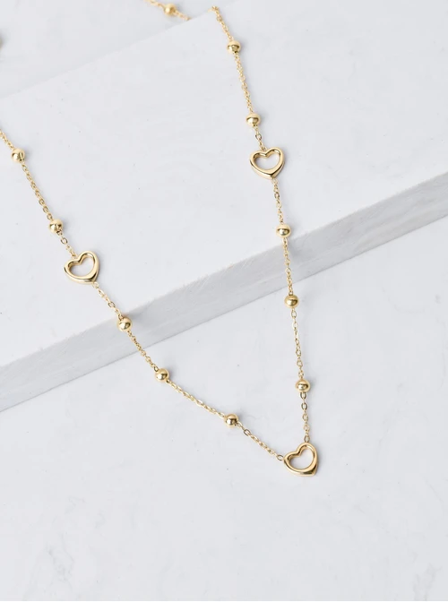 Naszyjnik serduszka, kuleczki, złoty S305916Z00