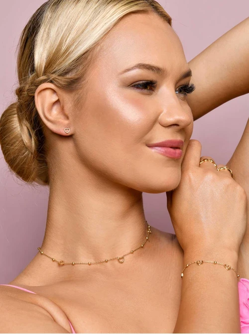 Naszyjnik serduszka, kuleczki, złoty S305916Z00