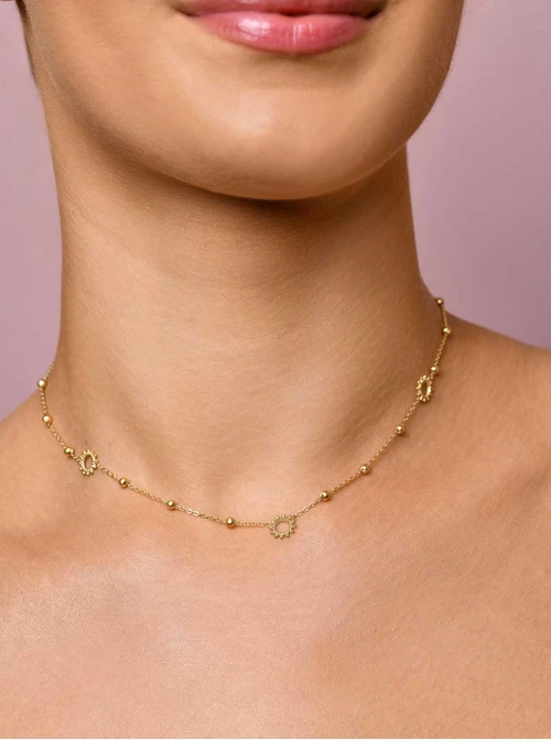 Naszyjnik słoneczka, kuleczki, złoty S305899Z00