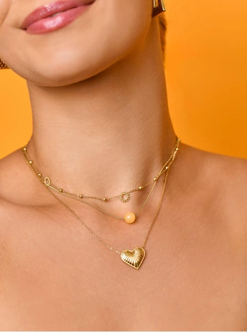 Naszyjnik słoneczka, kuleczki, złoty S305899Z00