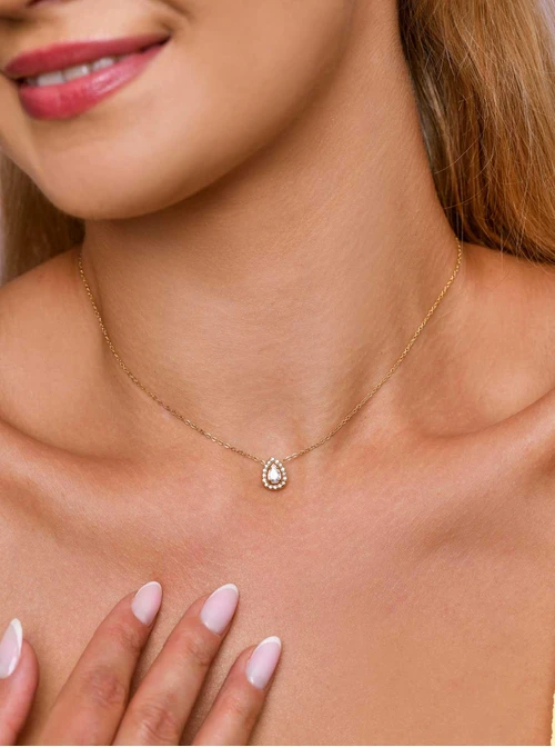 Naszyjnik z kryształkami, złoty S306076Z00