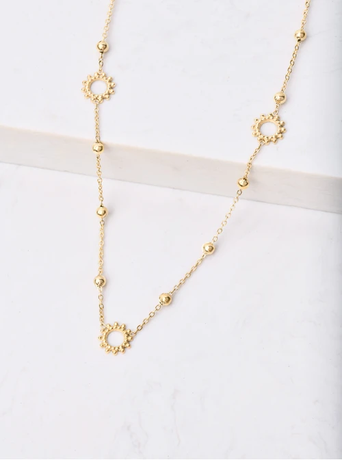 [Zestaw] Naszyjnik słoneczka, kuleczki, złoty S305899Z00