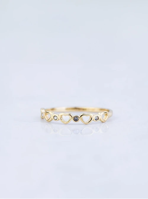 Pierścionek serduszka, kryształki, złoty S406533Z00