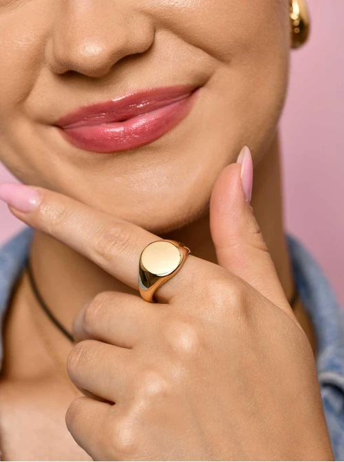 Pierścionek sygnet unisex, złoty S406510Z00