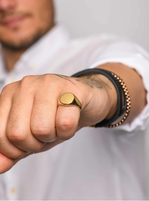 Pierścionek sygnet unisex, złoty S406510Z00