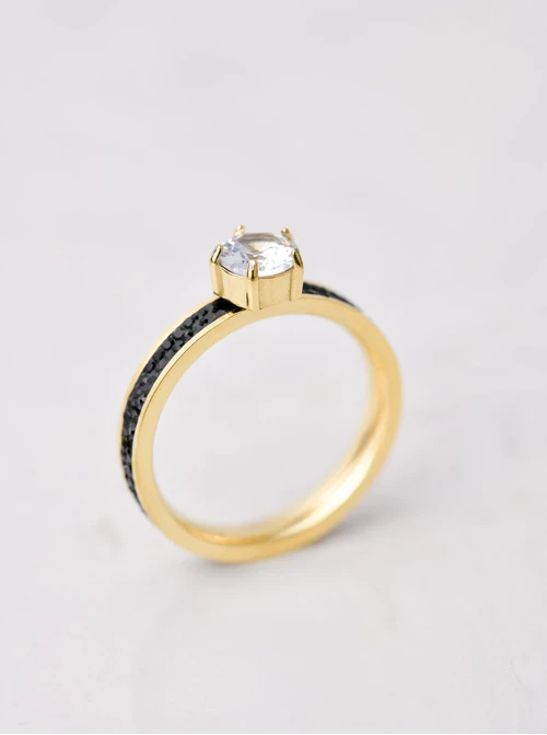 Pierścionek z kryształkami, złoty S406532Z01