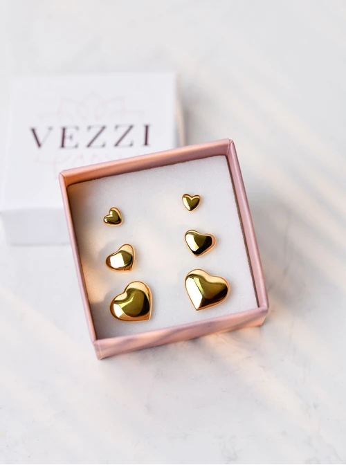 [Zestaw] Kolczyki malutkie serduszka, złoty S205930Z00