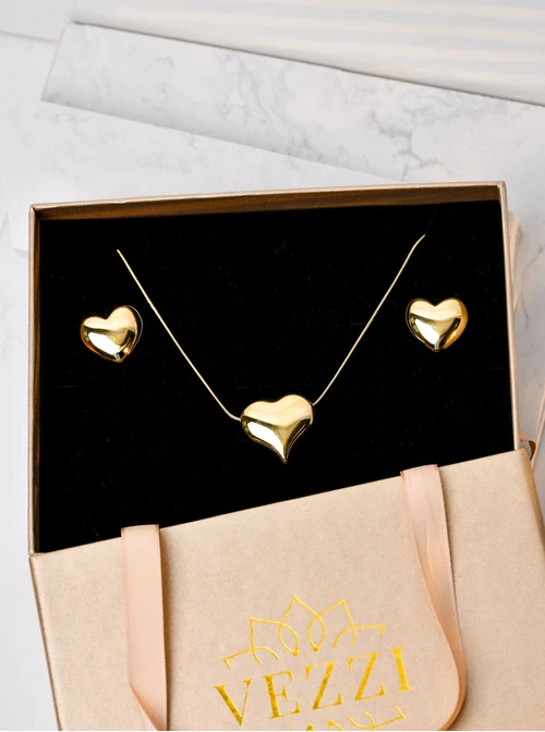 [Zestaw] Naszyjnik dmuchane serce, złoty S306550Z00