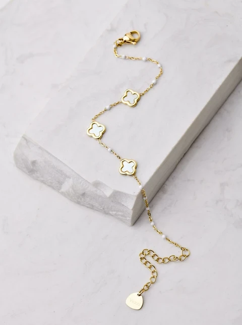 [Zestaw] Naszyjnik koniczynka, kolor złoty S300349Z02