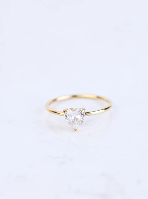 Pierścionek kryształek, serduszko, złoty S406674Z02