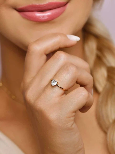 Pierścionek kryształek, serduszko, złoty S406674Z02