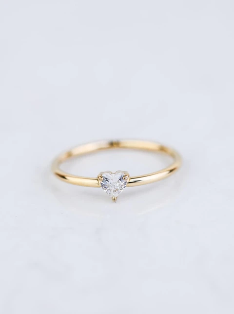 Pierścionek kryształowe serduszko, złoty S406677Z02