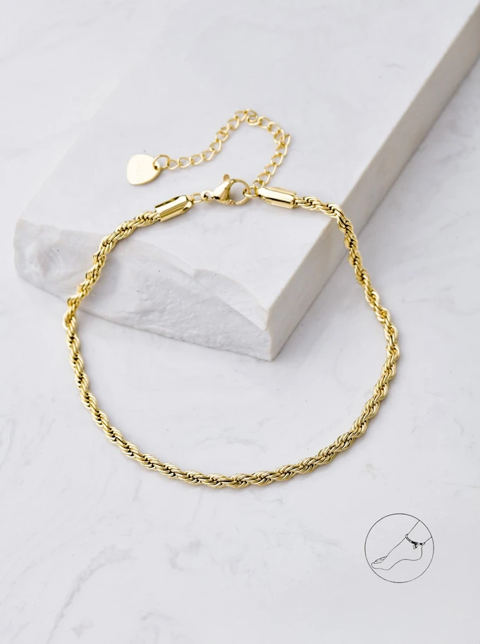 Bransoletka na kostkę, splot Corda, złoty S106944Z00