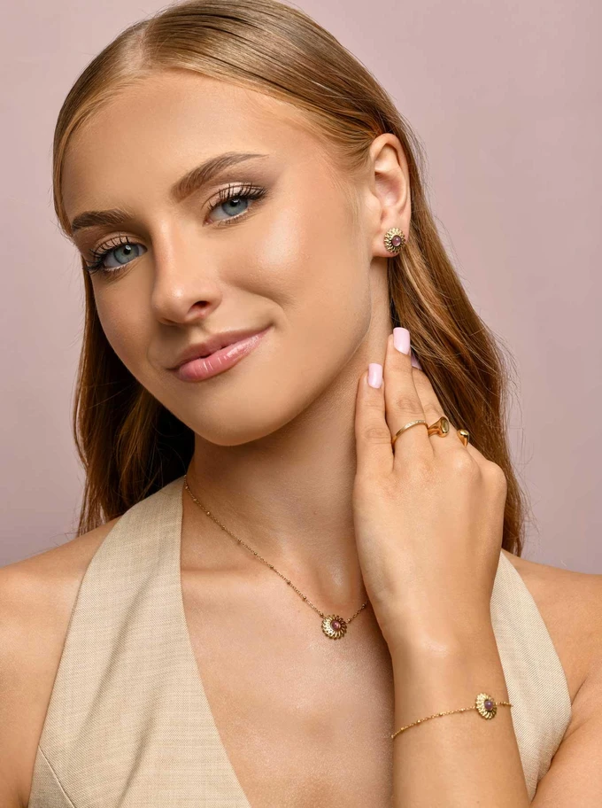 Bransoletka słońce, Ametyst, złoty S106064Z08