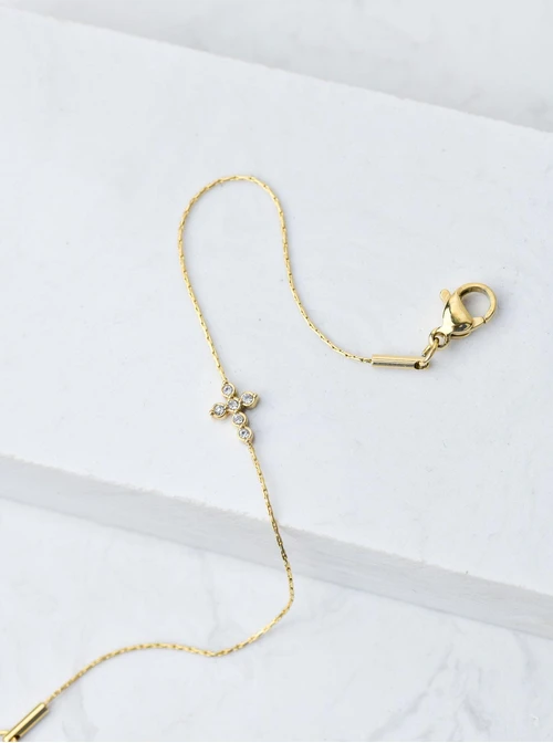 Bransoletka krzyżyk z kryształkami, złoty S106227Z00