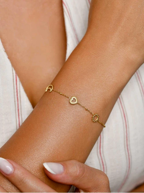 Bransoletka księżyc, serduszko, złoty S105951Z00